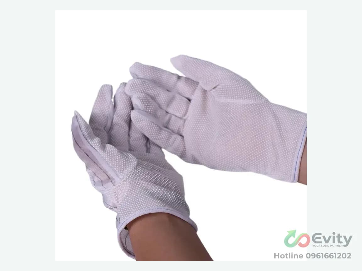 Găng Tay Chống Tĩnh Điện ESD Polyester Chấm PVC / Phủ PU Cho Nhà Máy – ảnh 1