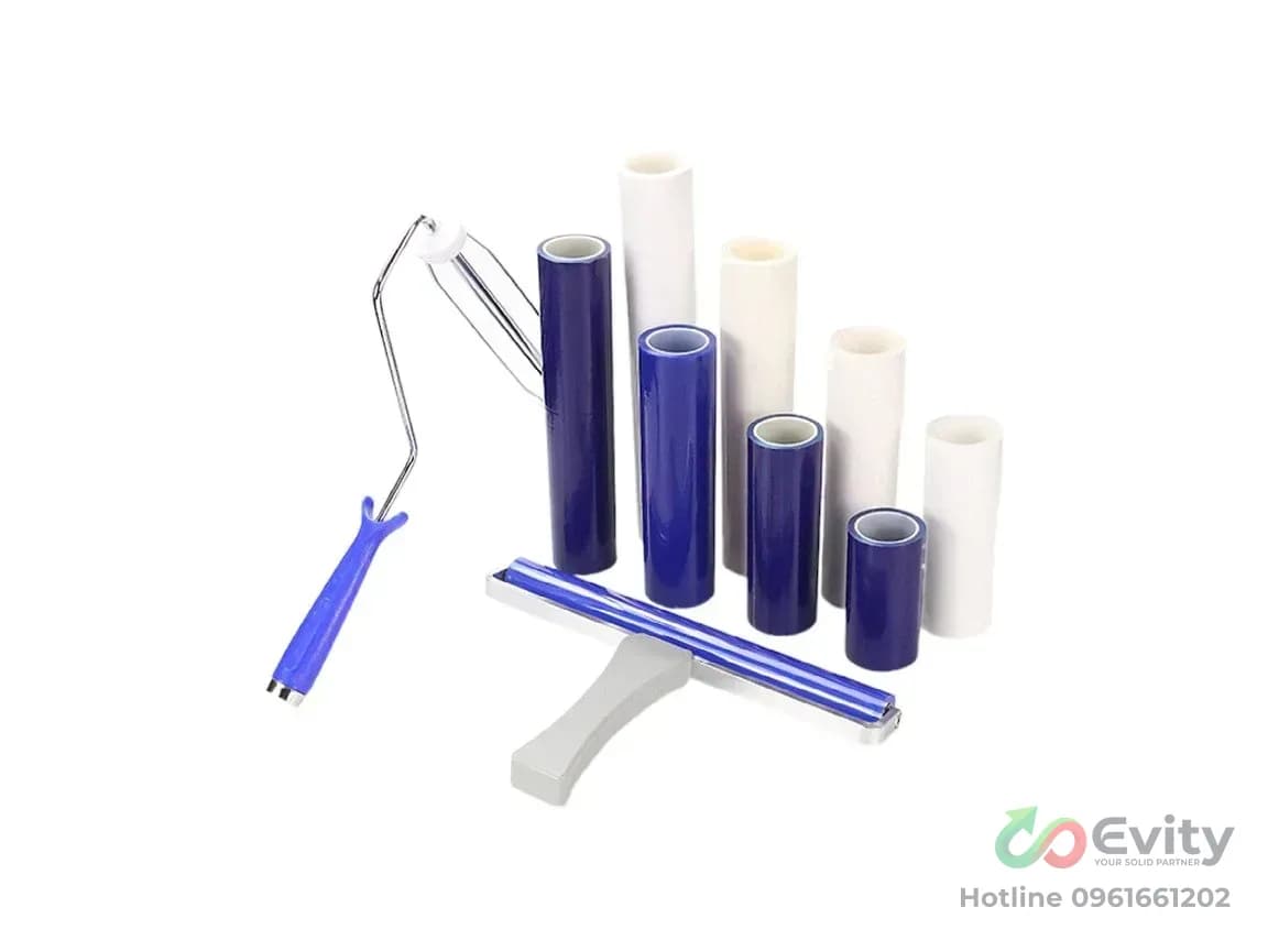 Con Lăn Dính Bụi PE Phòng Sạch 4" x 18m (Màng 40 Micron)