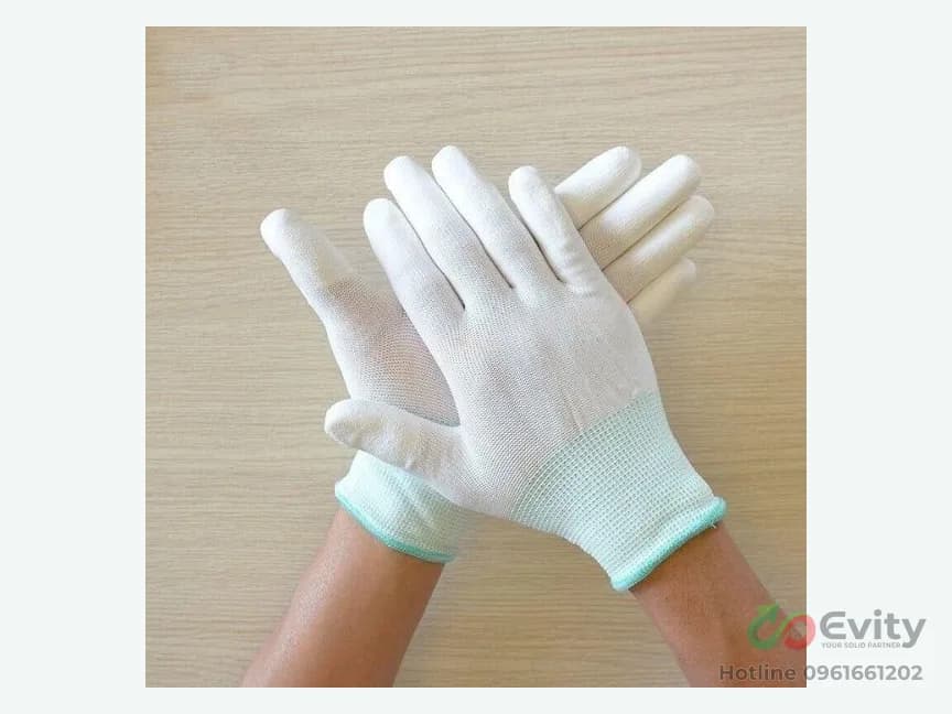 Găng Tay Phủ PU Ngón Màu Trắng Cho Nhà Máy – ảnh 2