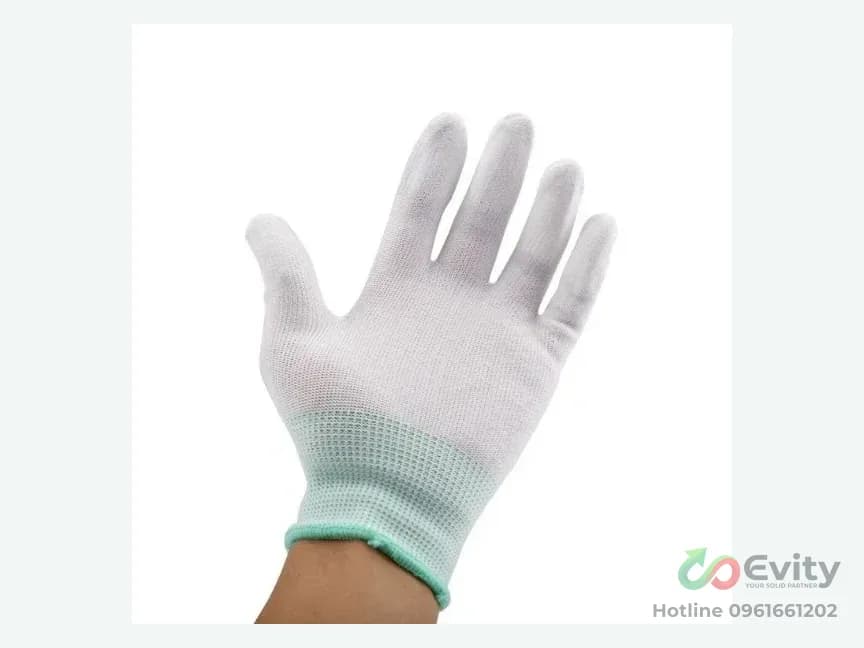 Găng Tay Phủ PU Ngón Màu Trắng Cho Nhà Máy – ảnh 1