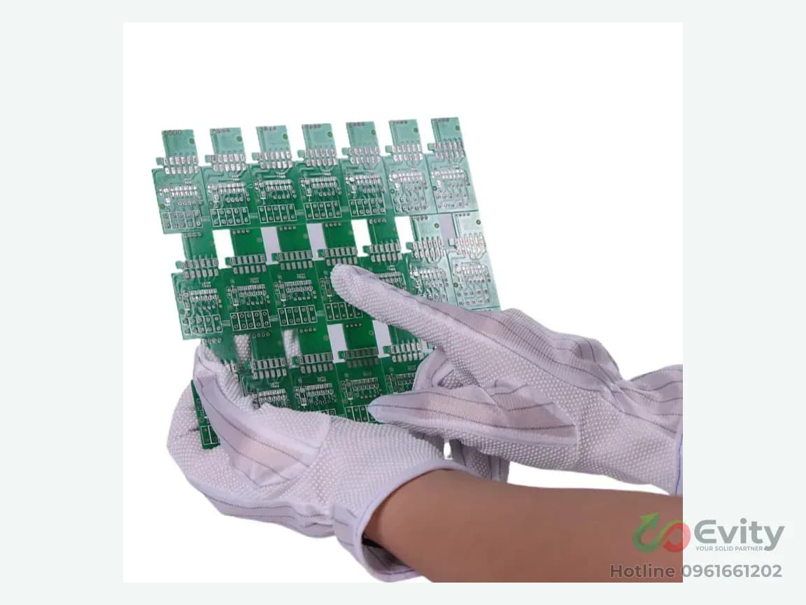 Găng Tay Chống Tĩnh Điện ESD Polyester Chấm PVC / Phủ PU Cho Nhà Máy – ảnh 3
