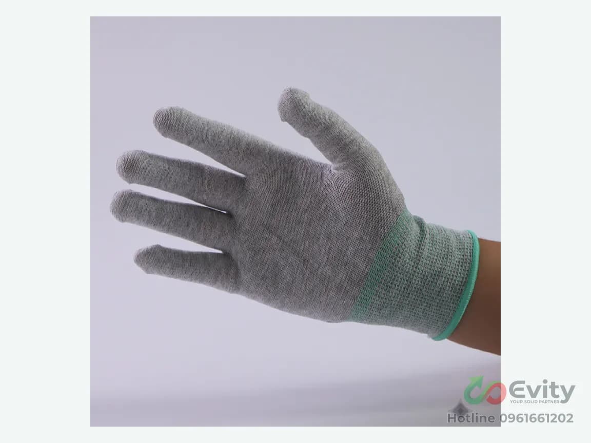 Găng Tay Chống Tĩnh Điện ESD Carbon Dệt Không Đường May Cho Nhà Máy – ảnh 3