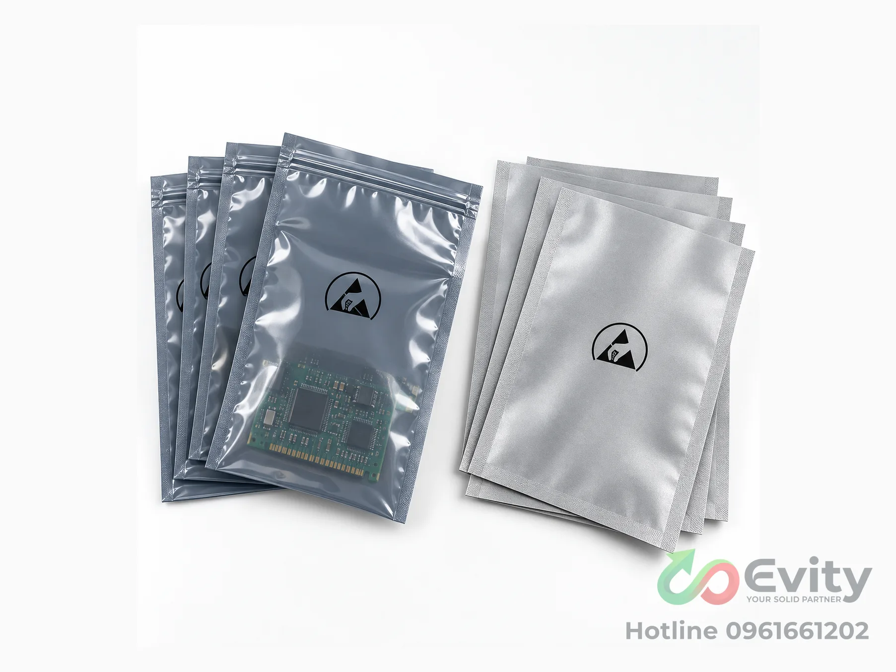 Túi nhôm bạc chống tĩnh điện hàn nhiệt chống ẩm bảo vệ linh kiện