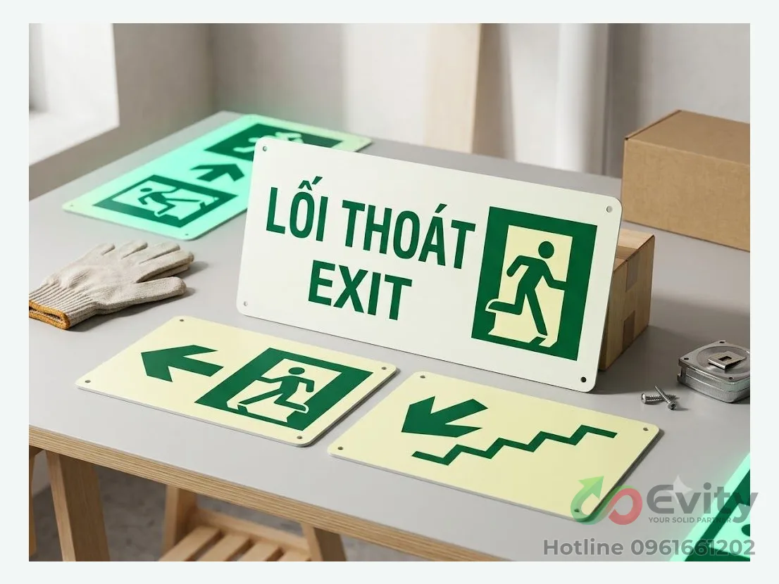 Biển chỉ dẫn thoát hiểm dạ quang hỗ trợ thoát hiểm khi thiếu sáng