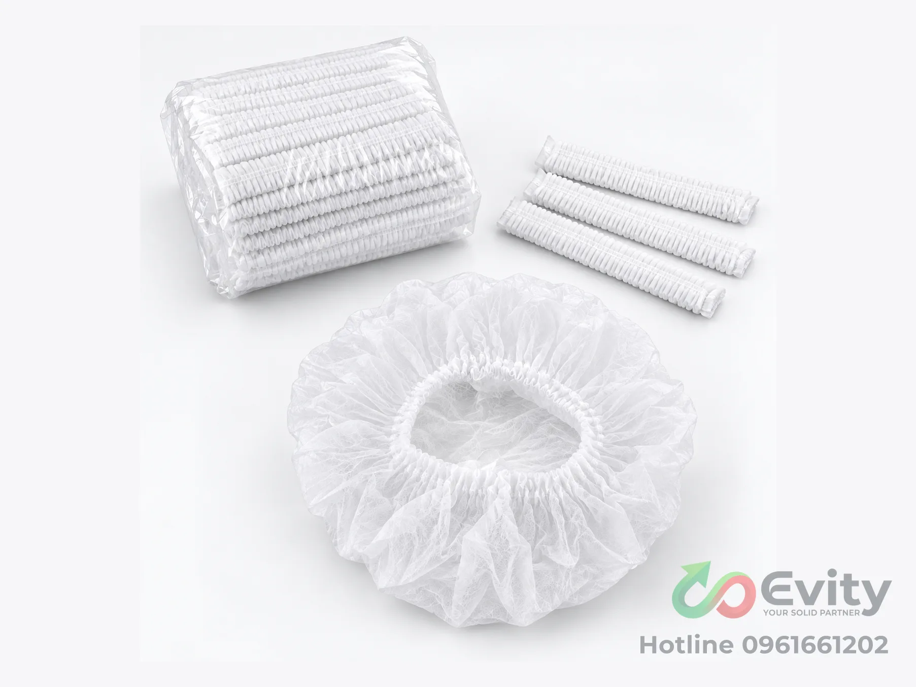 Bọc tóc con sâu nilon dùng 1 lần thông thoáng (Xanh - Trắng) – ảnh 1
