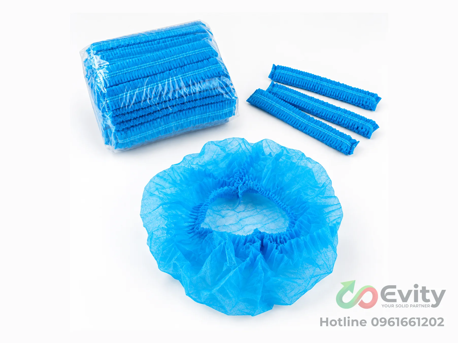 Bọc tóc con sâu nilon dùng 1 lần thông thoáng (Xanh - Trắng) – ảnh 2